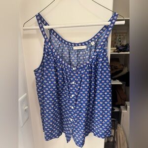 Doen Blue and White Floral Tank Top